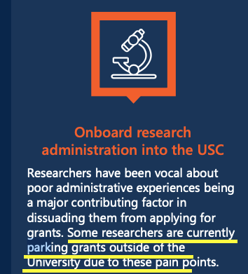 NOUS blames professors for the financial problems at the Unviersity by accusing some of "parking" grants outside of the University.  (source: pg 22 NOUS report)